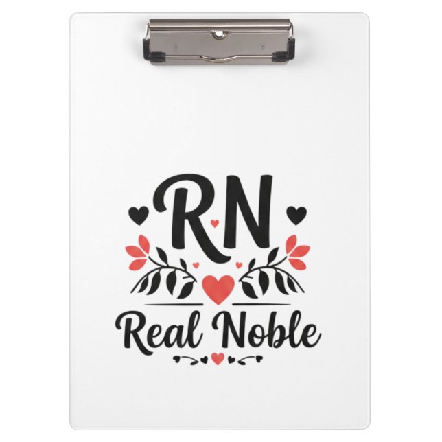 Custom Name RN Real Noble Floral Gift Clipboard (Front)
