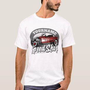 Custom NAME Rockabilly Roadster Speed Shop Garage T-Shirt