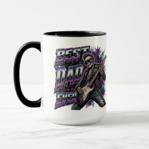 Custom Name Rocker Dad Best Dad Ever Skeleton Mug