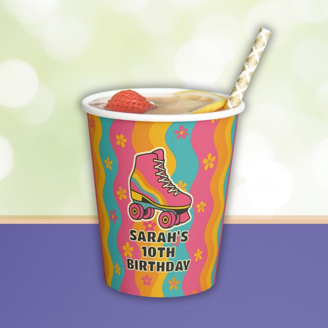 Custom Name Roller Skating Girl Birthday Party Paper Cups (Custom Name Roller Skating Girl Birthday Party Paper Cups
)