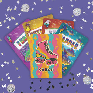 Custom Name Roller Skating Girl Playing Cards