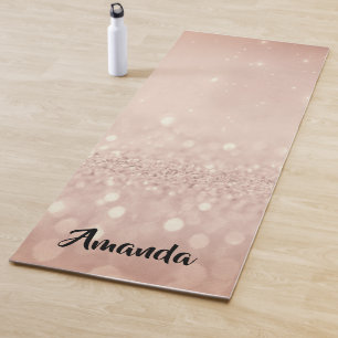 Custom Name Rose Gold Glitter Girly Gift Idea Yoga Mat