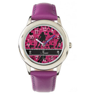 Custom name rose pink glitter roller derby watch