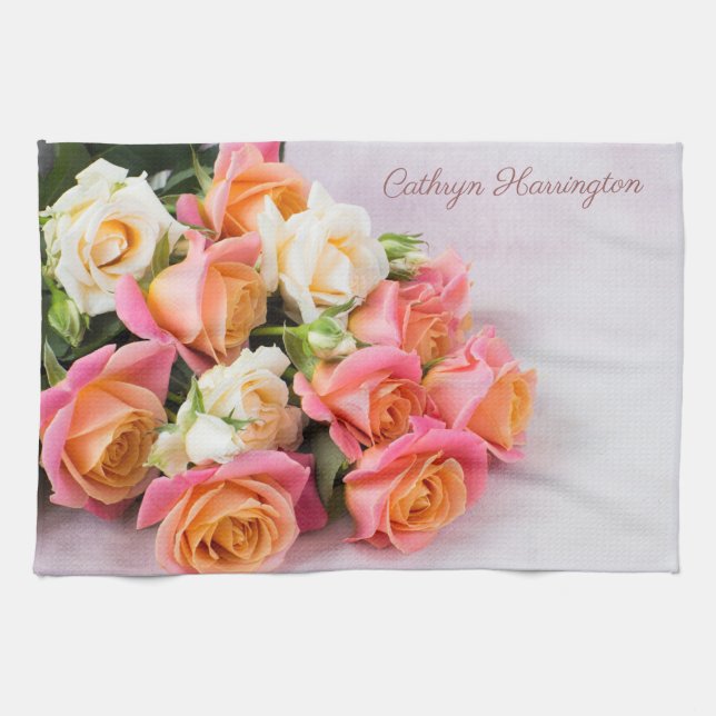 Custom name Roses kitchen towel (Horizontal)