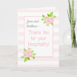 Custom Name Roses Thank You for Hospitality Card