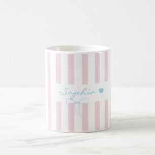 Custom name rosewater pink striped  coffee mug