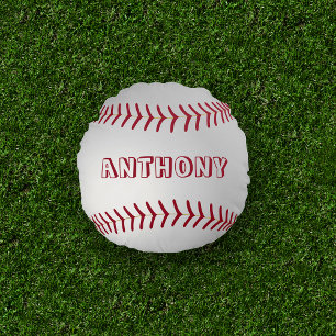 Custom Name Round Baseball Throw Pillow