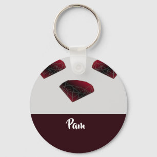 Custom name ruby red gemstones key ring