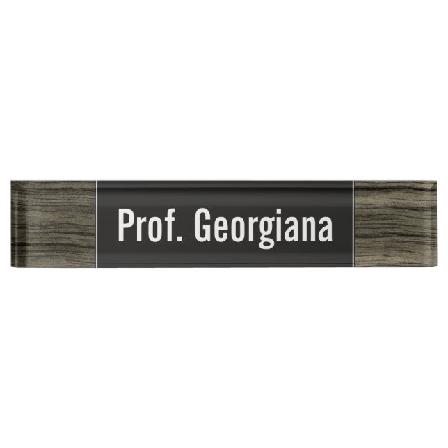 Custom Name + Rustic Faux Wood Look Pattern Nameplate (Front)