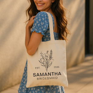 Custom Name Rustic Floral Bachelorette Party Favou Tote Bag