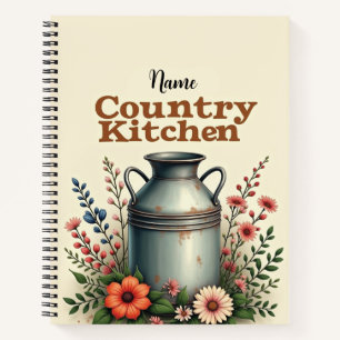 Custom Name Rustic Recipe Organiser Notebook