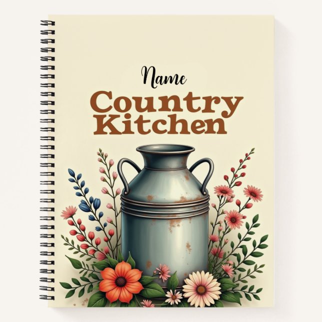 Custom Name Rustic Recipe Organiser Notebook (Front)