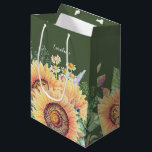Custom Name | Rustic Sunflowers Wedding  Medium Gift Bag<br><div class="desc">Rustic Sunflowers and Wildflowers Watercolor Painting personalised Wedding | Bridal Shower | Bridesmaid | Maid of Honour | Flower Girl Favour | Gift Bags. Matching Wedding Invitations, Bridal Shower Invitations, Save the Date Cards, Bridesmaid to be Request Cards, Thank You Cards, Wedding Favours and Gifts available in the Rustic Design...</div>