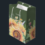 Custom Name | Rustic Sunflowers Wedding  Medium Gift Bag<br><div class="desc">Rustic Sunflowers and Wildflowers Watercolor Painting personalised Wedding | Bridal Shower | Bridesmaid | Maid of Honour | Flower Girl Favour | Gift Bags. Matching Wedding Invitations, Bridal Shower Invitations, Save the Date Cards, Bridesmaid to be Request Cards, Thank You Cards, Wedding Favours and Gifts available in the Rustic Design...</div>