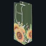 Custom Name | Rustic Sunflowers Wedding Wine Gift Bag<br><div class="desc">Rustic Sunflowers and Wildflowers Watercolor Painting personalised Wedding | Bridal Shower | Bridesmaid | Maid of Honour | Flower Girl Favour | Gift Wine Bags. Matching Wedding Invitations, Bridal Shower Invitations, Save the Date Cards, Bridesmaid to be Request Cards, Thank You Cards, Wedding Favours and Gifts available in the Rustic...</div>