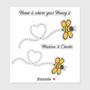 Custom Name(s) & Text Happy Love Bees