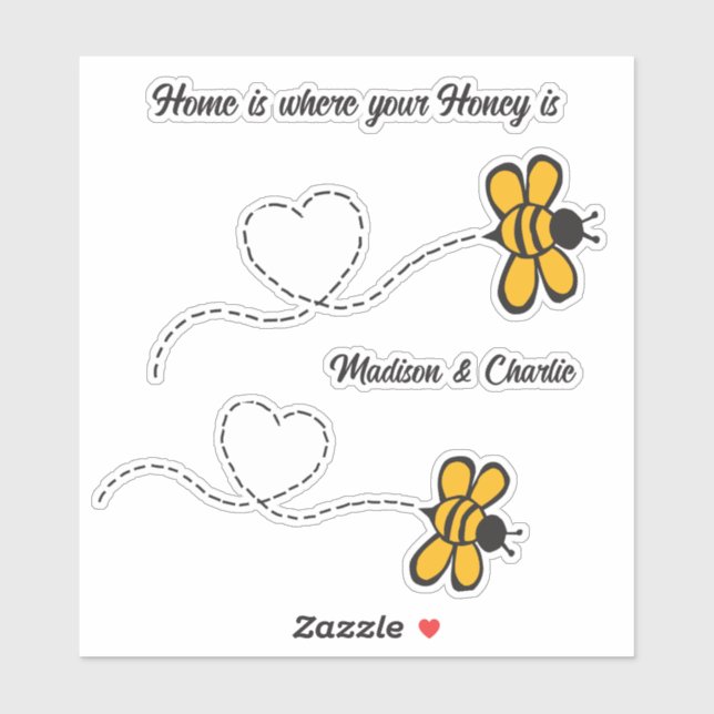 Custom Name(s) & Text Happy Love Bees (Sheet)