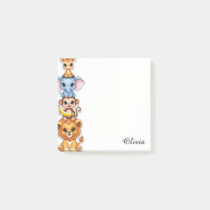 Custom Name Safari Animal Watercolor Sticky Notes