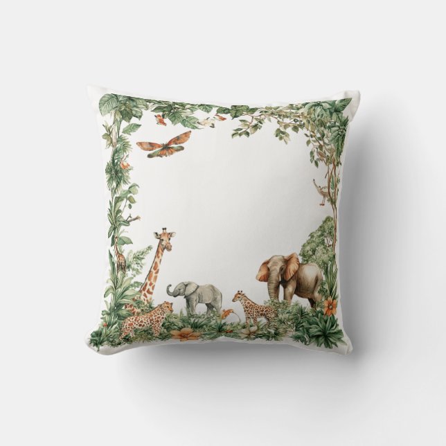 Custom Name Safari Animals Jungle Cushion (Front)