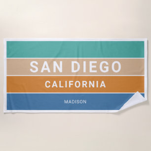 Custom Name San Diego / YOUR TEXT Beach Towel