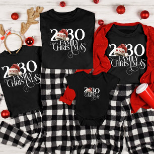 Custom Name Santa Hat Christmas Family Matching T-Shirt