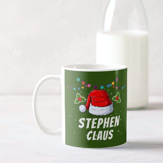 Custom Name Santa Hat Christmas Holiday Coffee Mug (Creator Uploaded)