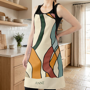 Custom Name Scandinavian Abstract Muted Kitchen Gi Apron