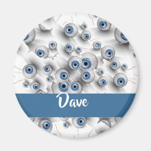 Custom name scary eyes magnet
