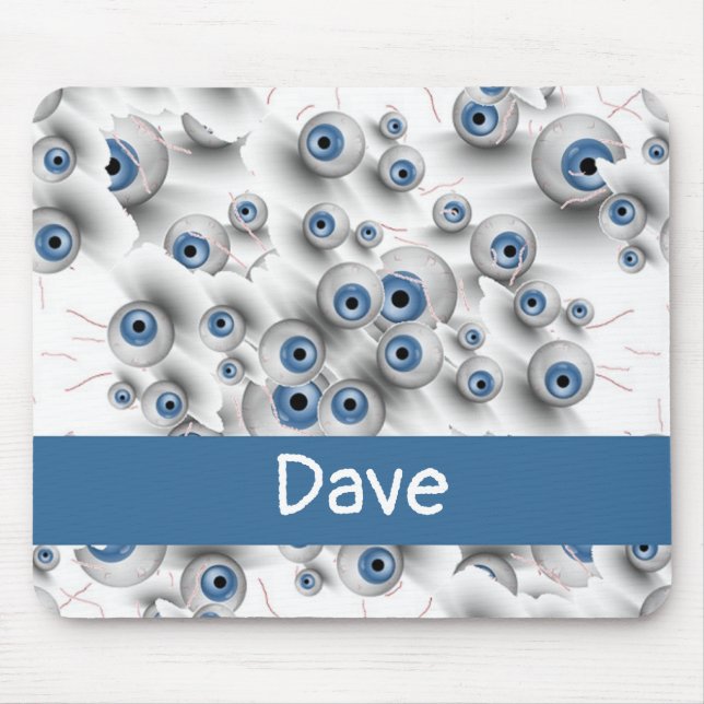 Custom name scary eyes mouse pad (Front)