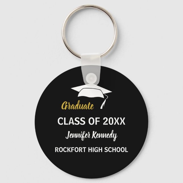 Custom name school graduate class of graduation  key ring (Front)