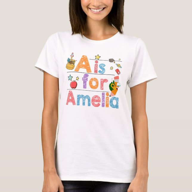 Custom Name School PNG, a is for amelia svg, Kids  T-Shirt (Front)