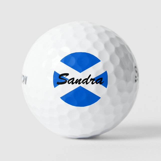 Custom Name Scottish Flag ssf gbcnt Golf Balls (Front)
