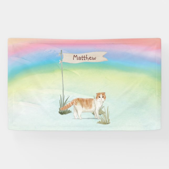 Custom Name Scottish Fold Cat Pet Banner (Horizontal)