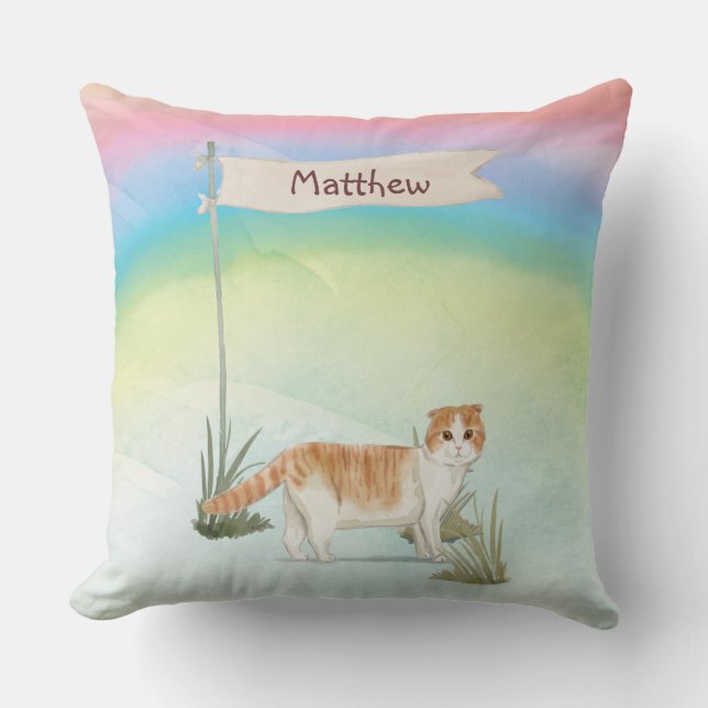 Custom Name Scottish Fold Cat Pet Cushion (Front)