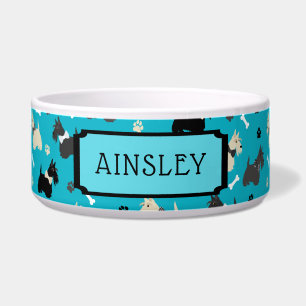Custom Name Scottish Terrier Pattern Blue