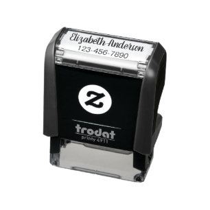 Custom Name (Script) and Phone Number Self-inking Stamp