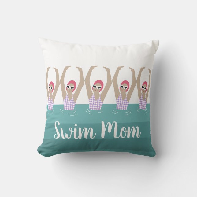 Custom Name Script Artistic Synchro Swim Mum Cushion (Front)