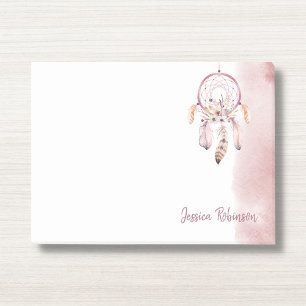 Custom Name Script Boho Dream Catcher Watercolor Post-it Notes