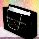 Custom Name Script Gold Black Large Gift Bag<br><div class="desc">Custom Name Script Gold Black Large Gift Bag. Personalise with your custom text.</div>