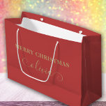 Custom Name Script Gold Red Large Gift Bag<br><div class="desc">Custom Name Script Gold Red Large Gift Bag. Personalise with your custom text.</div>