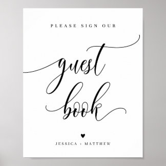 Custom Name Script Guest Book Sign 8x10" 