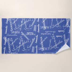 Custom Name Script Personalised Monogram   Beach Towel
