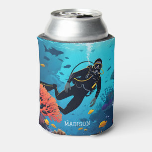 Custom Name Scuba Diver Can Cooler