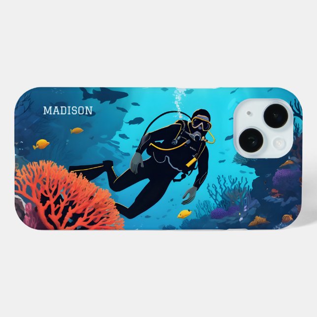 Custom Name Scuba Diver Case-Mate iPhone Case (Back (Horizontal))