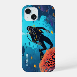Custom Name Scuba Diver iPhone 15 Case