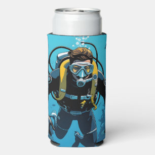 Custom Name Scuba Diver Seltzer Can Cooler
