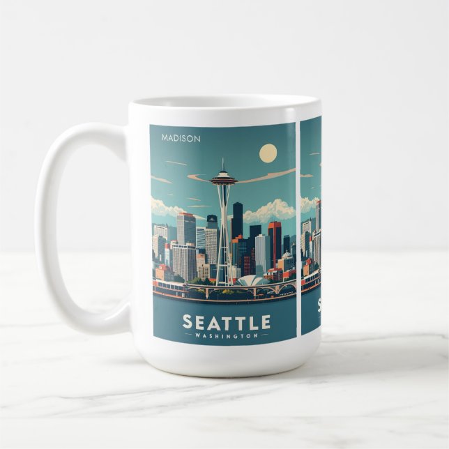 Custom Name Seattle Washington Coffee Mug (Left)