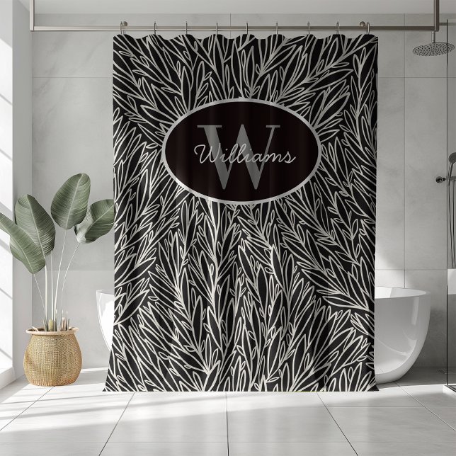 Custom Name Shower Curtain Botanical Monogram Bath (Creator Uploaded)