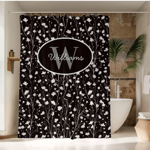 Custom Name Shower Curtain Floral Monogram Bath