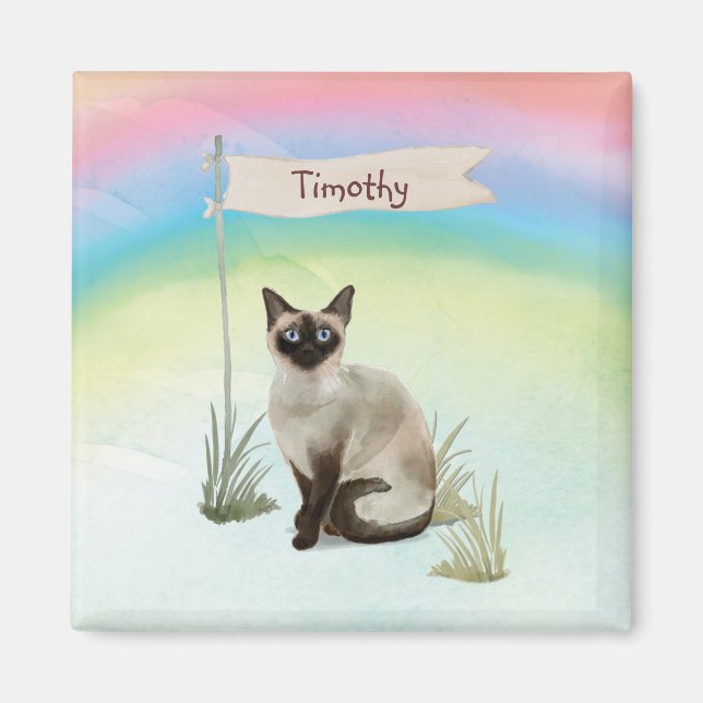 Custom Name Siamese Cat Pet Magnet (Front)